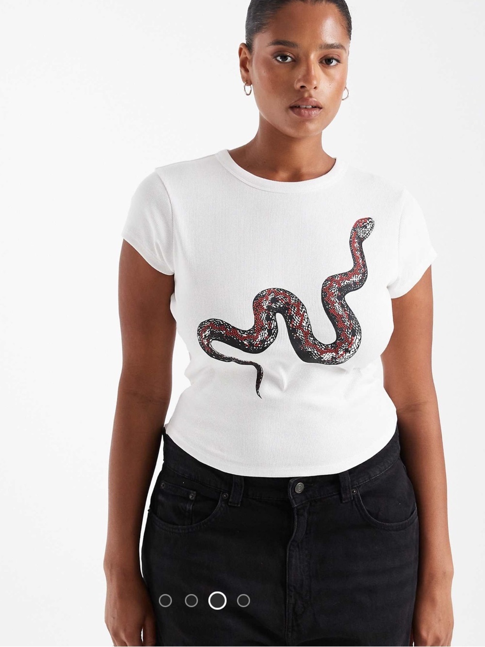 ASOS design curve baby tee White with Red & Black Snake Graphic XS